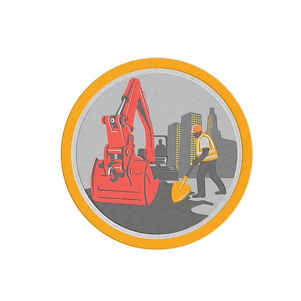 Metalen mechanische graver bouw werknemer cirkel — Stockfoto