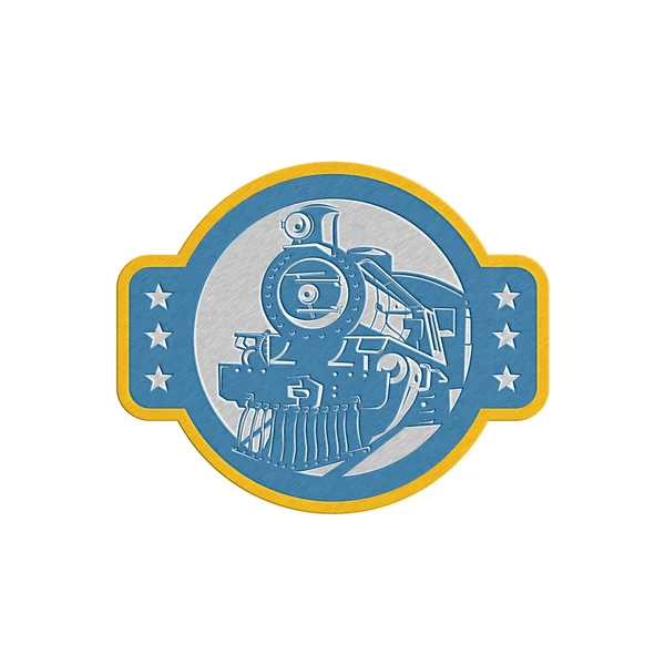 Metallic Steam Train Locomotive Front Retro — Stock Photo, Image