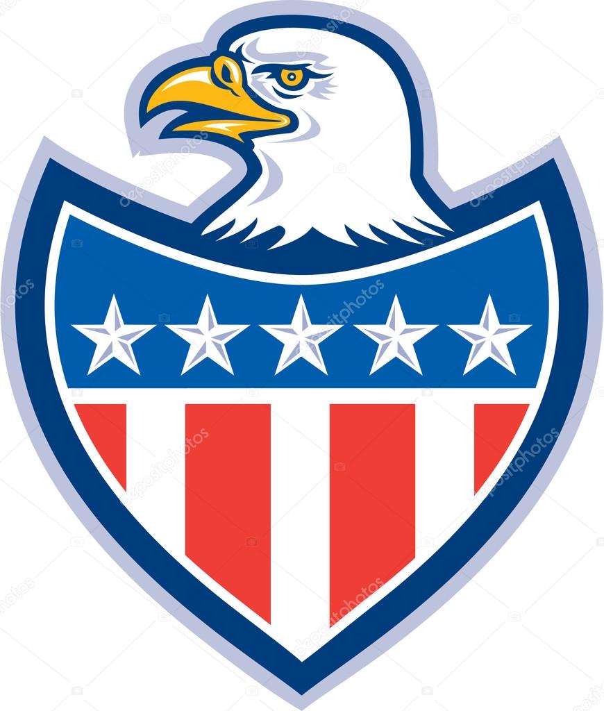 American Bald Eagle Flag Shield Retro
