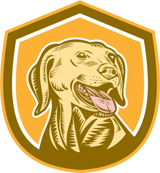 Labrador Hundekopfschild Holzschnitt — Stockvektor