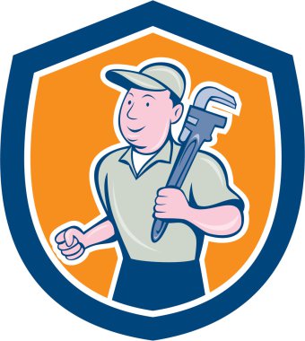 İngiliz anahtarı kalkan karikatür holding tesisatçı