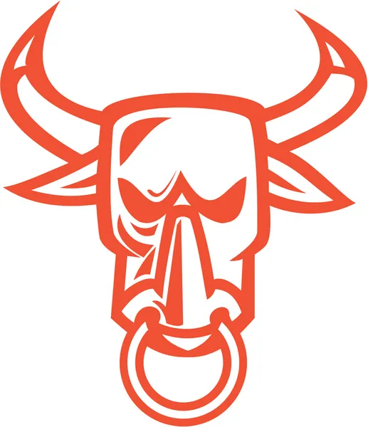 Bull Cow Head Nose Ring Desenhos animados — Vetor de Stock
