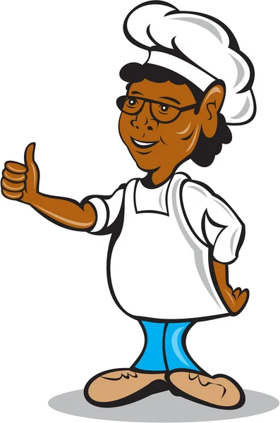 African American Chef Cook Thumbs Up Cartoon - Stok Vektor