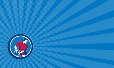 Top daire retro geçen kartviziti rugby oyuncusu