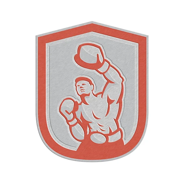 Metallic Boxer Boxing Punching Jabbing Circle Retro — Stock Photo, Image