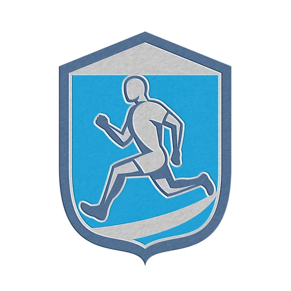 Metallisk skriver - Runner Running Shield Retro – stockfoto