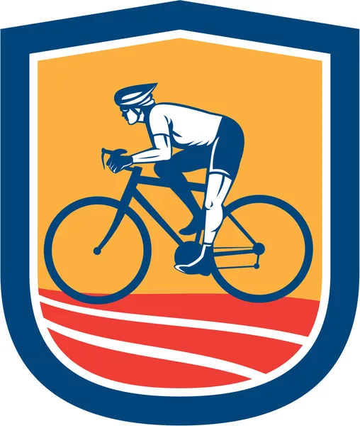 自転車に乗って自転車サイクリング側ビュー レトロ — ストックベクタ