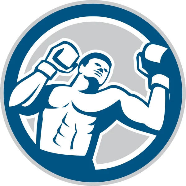 Boxeador Boxeo Círculo de Boxeo Retro — Vector de stock