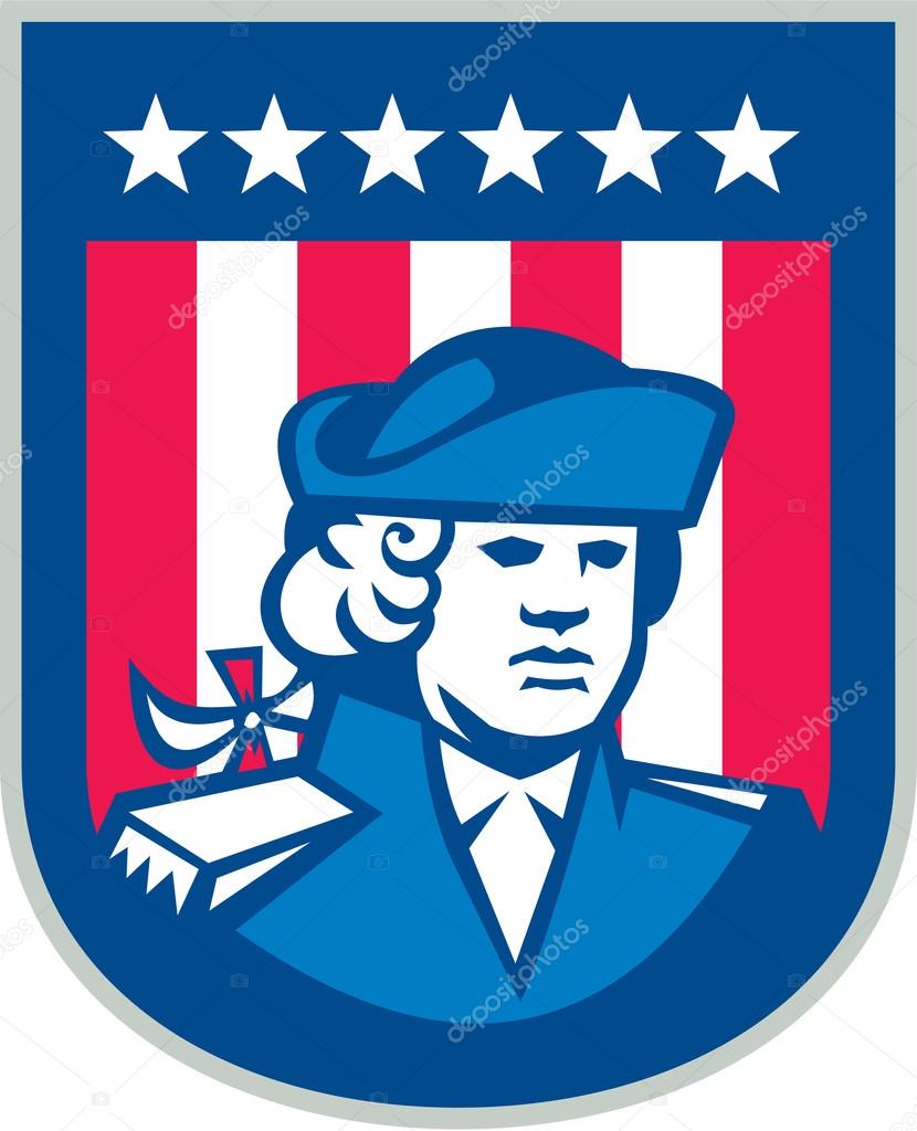 American Patriot Head Bust Shield Retro