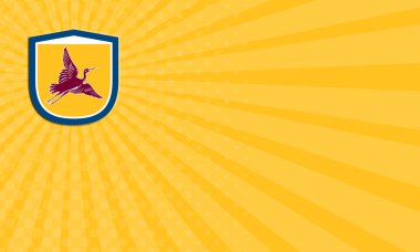 Kartvizit heron uçan yan görünüm kalkan retro vinç