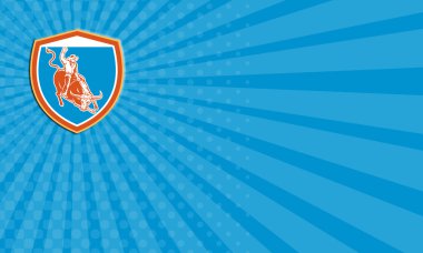 Kartvizit rodeo kovboy bull binme kalkan retro