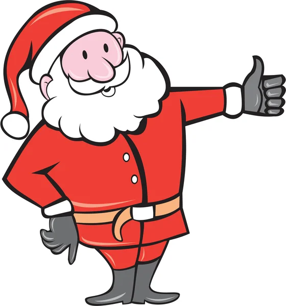 Papai Noel Pai Natal Thumbs Up Cartoon — Vetor de Stock