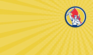 Kartvizit kömür madenci hardhat retro holding, balta ve bayrak