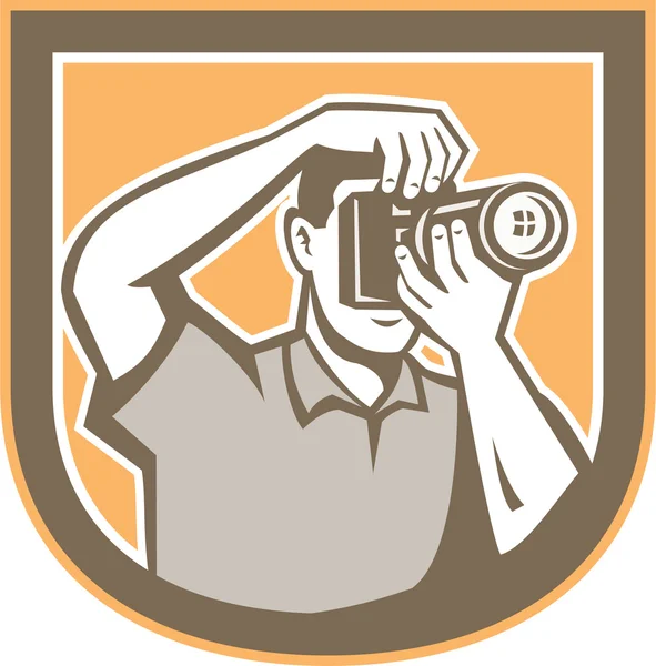 Photographer Camera Shield Retro — Stock Vector