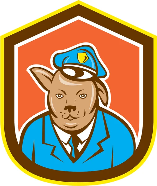 Policía perro escudo canino de dibujos animados — Vector de stock