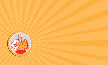 Kartvizit basketbolcu ile top daire retro