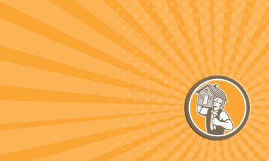 Evi çekiç retro taşıyan iş kartı builder marangoz