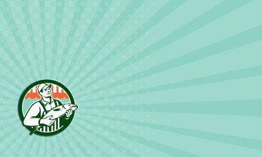 Balık circle retro holding kartvizit balık satıcısı