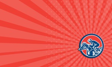 Kartvizit jokey at yarış daire gravür retro