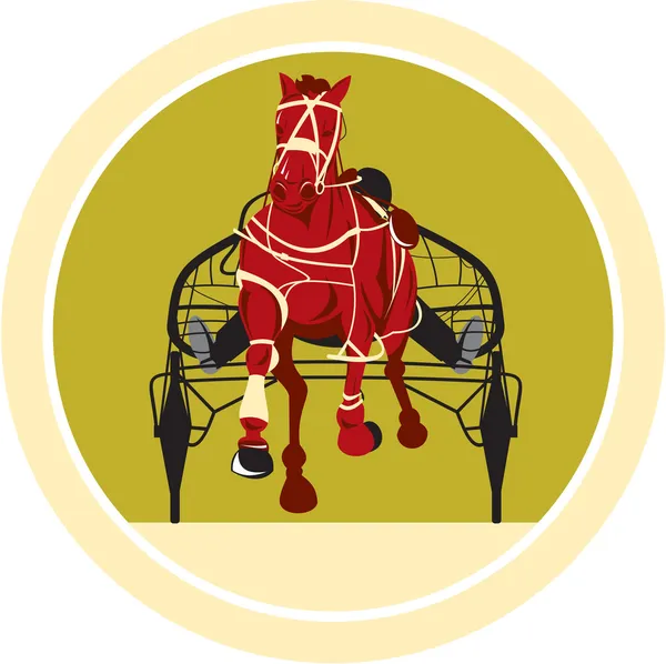 Koně a žokej Klusácké dostihy retro — Stockový vektor