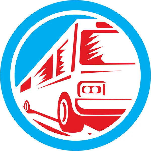 Turist Koç Servisi otobüs çember retro — Stok Vektör