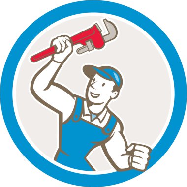 İngiliz anahtarı daire karikatür holding tesisatçı