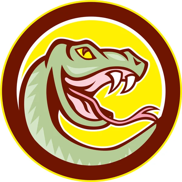 Rattle Snake Head Circle Cartoon — Stock Vector