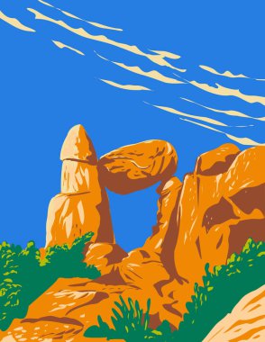 Dengeli Kaya 'nın WPA poster sanatı Big Bend Ulusal Parkı, Texas, United Sates of America yakınlarında yer alıyor..