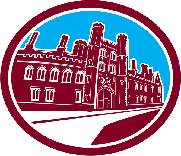 St john's college cambridge gebouw retro — Stockvector