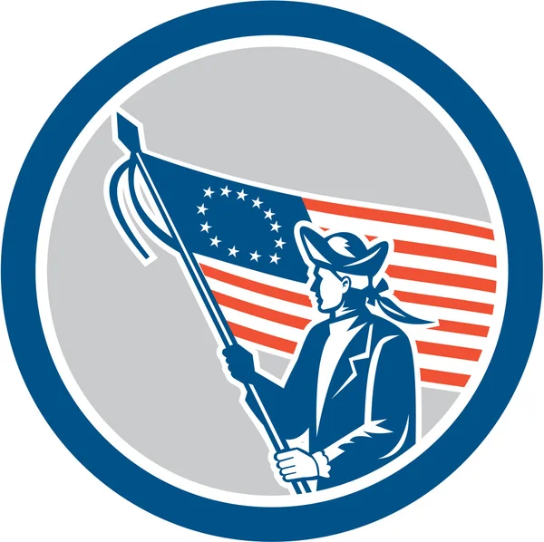 American Patriot Soldier Flag Circle Retro — Stock Vector