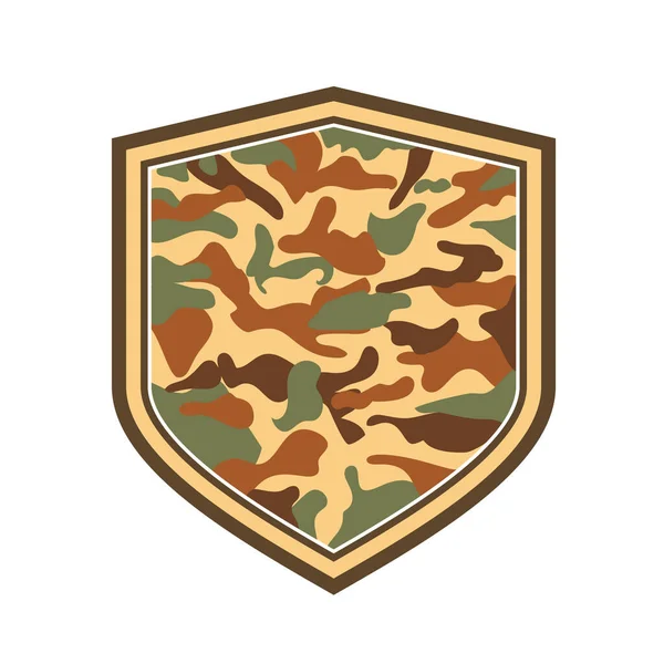 Retro Style Illustration Military Camouflage Camo Crest Shield Isolated White — Stock Vector