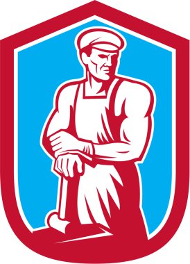 dökümhane çalışan demirci çekiç retro