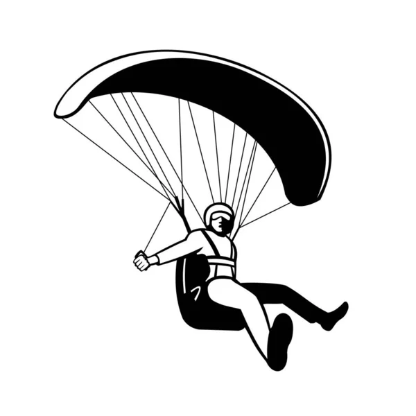 Mascota Ilustración Piloto Que Vuela Parapente Parapente Que Deporte Aventura — Archivo Imágenes Vectoriales