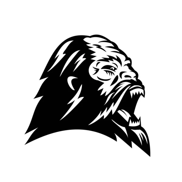 Mascot Illustration Head Angry Bigfoot Sasquatch Ape Creature Purported Inhabit — Stock Vector