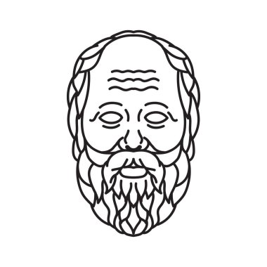 Mono line illustration of  head of the Greek philosopher Socrates from Athens credited as founder of Western philosophy and the first moral philosopher of thought done in monoline line art style. clipart