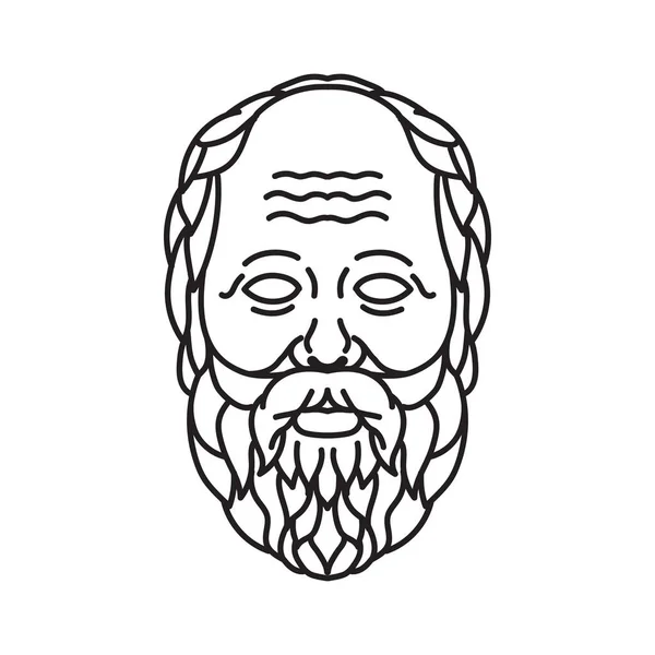 アテネ出身のギリシャ哲学者ソクラテスのモノライン図は 西洋哲学の創始者であり モノライン芸術スタイルで行われた思考の最初の道徳哲学者としてクレジットされています — ストックベクタ