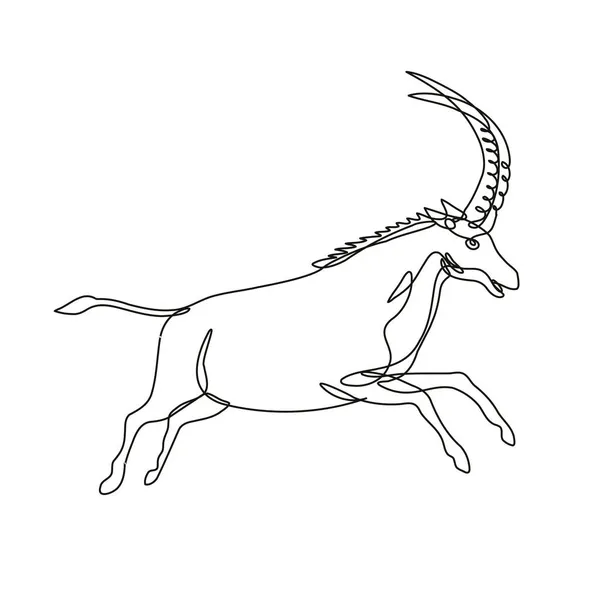 Continue Lijn Tekening Illustratie Van Een Zwarte Sable Antilope Hippotragus — Stockvector