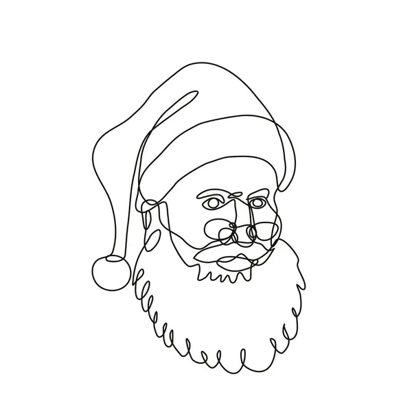 Noel Baba Kris Kringle Sürekli Çizdiği Çizgiler Mono Çizgisi Izole — Stok Vektör