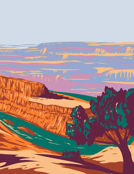 Wpa 포스터 포인트 Dead Horse Point State Park 콜로라도 Canyonlands — 스톡 벡터