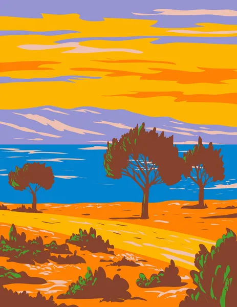 Wpa Poster Art Bear Lake State Park Shore Rendezvous Beach — Stockový vektor