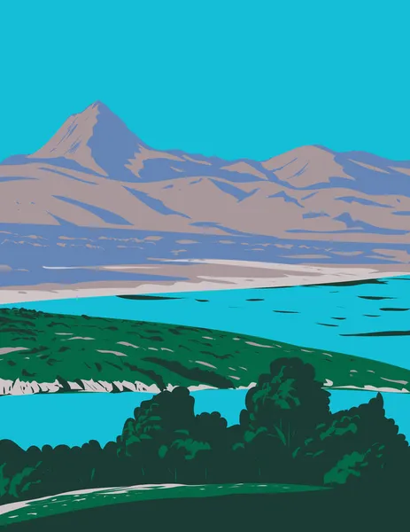 Wpa Plakat Sztuki Alamo Lake State Park Koncentruje Się Alamo — Wektor stockowy