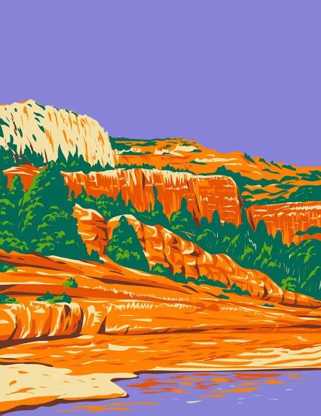 Wpa Poster Kunst Van Slide Rock State Park Gelegen Oak — Stockvector