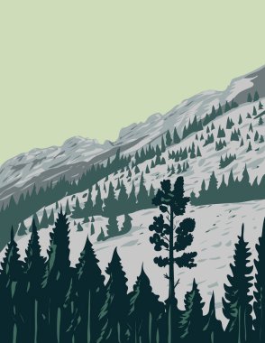 Amerika Birleşik Devletleri 'nin Anaconda, Montana yakınlarındaki Limestone uçurumları ile Lost Creek State Park' ın WPA poster sanatı proje yönetimi tarzında yapıldı.