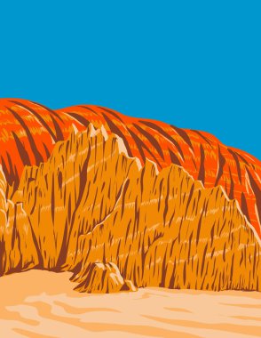 WPA Katedral Vadisi Eyaleti 'nin poster sanatı Lincoln County, Nevada, ABD' deki erimiş yumuşak bentonit kil manzarası proje yönetimi tarzında yapılmıştır..