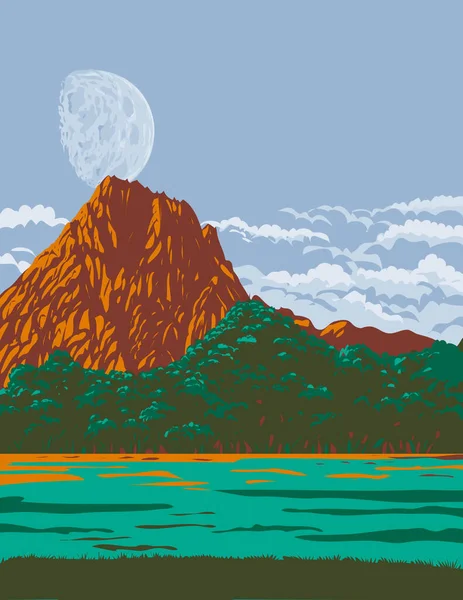 Wpa Poster Art Spring Mountain Ranch State Park Red Rock — Vector de stock