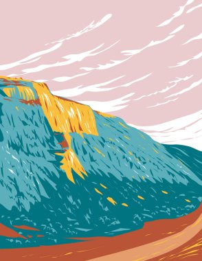 WPA 'nın Wyoming Karayolu' ndaki Wyoming River Dağları 'ndaki WPA poster sanatı Lander, Wyoming Birleşik Devletleri' nin 131 güneybatısında yer alıyor.