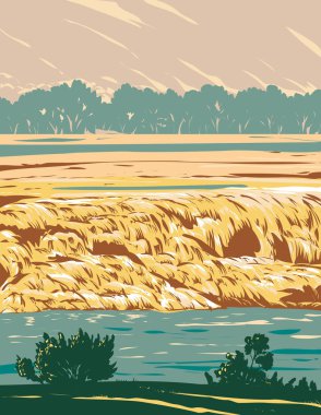 Amerika Birleşik Devletleri 'nin Thermopolis, Wyoming' deki Hot Springs State Park 'ın WPA poster sanatı..