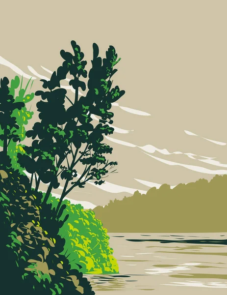 Wpa Plakat Sztuki Lake Poinsett State Park Zachodnim Brzegu Jeziora — Wektor stockowy