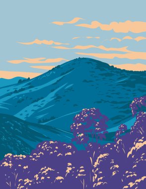 WPA poster art of Barrington Tops National Park in Hunter Valley part of Mount Royal Range north of Sydney New South Wales, Australia done in works project administration or federal art project style clipart