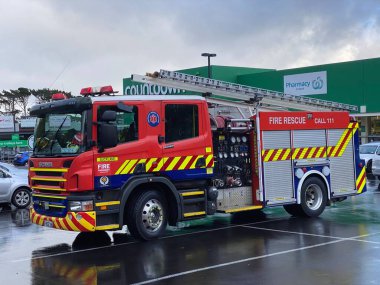 AUCKLAND, Yeni Zelanda - 14 Mart 2020: Yangın ve Acil Durum Yeni Zelanda veya Yeni Zelanda İtfaiye Servisi 14 Mart 2020 tarihinde Auckland, Yeni Zelanda 'da çekildi..